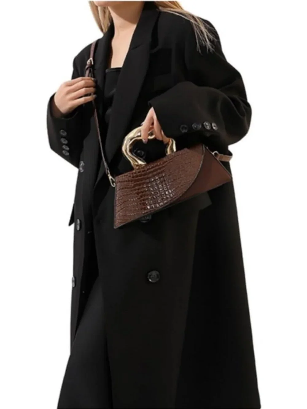 Chic Vegan Leather Evening Clutch Purse with Crocodile Pattern & Crossbody Strap
